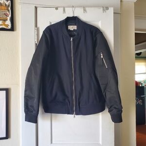 H&M Men's Black Bomber Jacket with Doubke Zip Detail
